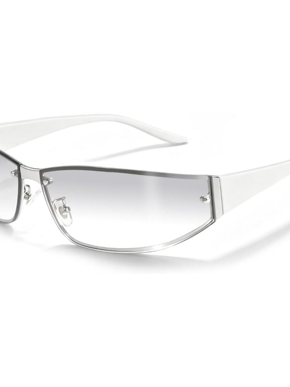 Retro-Futuristic Women’s Rimless Shield Sunglasses – Lightweight & Fashionable